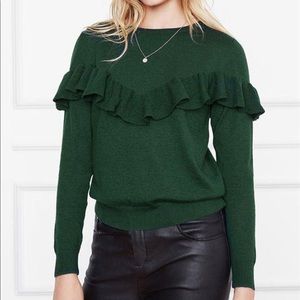 Anine Bing Cashmere Ruffle Sweater in Emerald